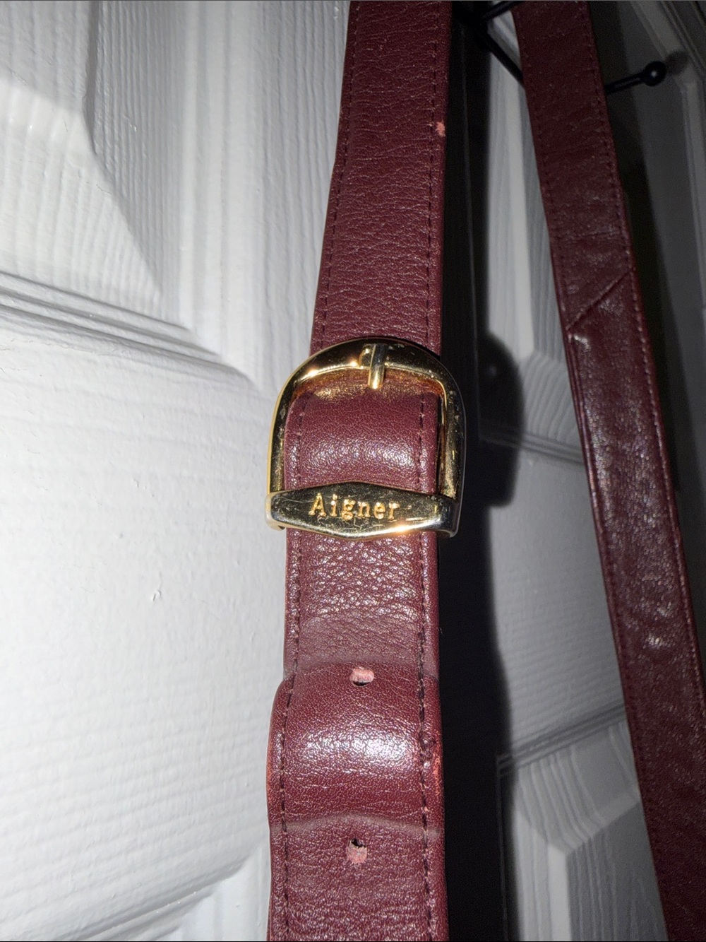 Etienne Aigner Maroon Leather Crossbody with Gold Emblem - Picture 2 of 10